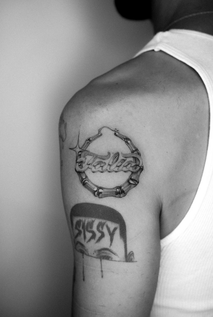 Single needle bamboo earring done by Kane Navasard