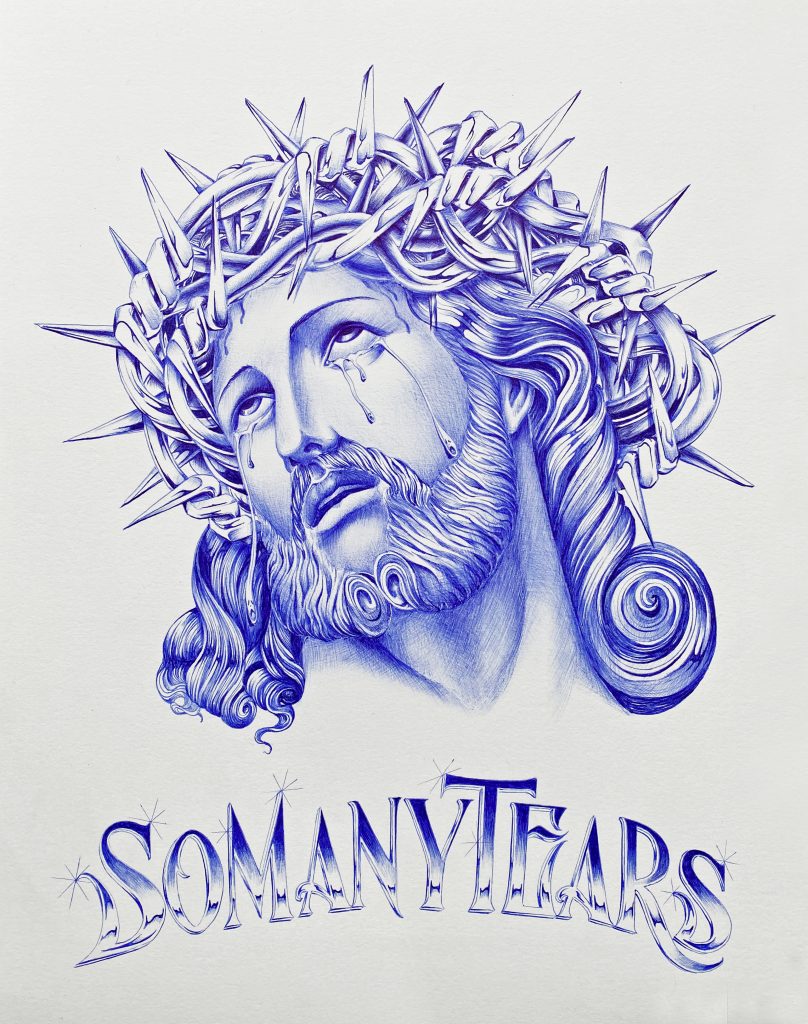 So Many Tears ballpoint pen drawing by Kane Navasard